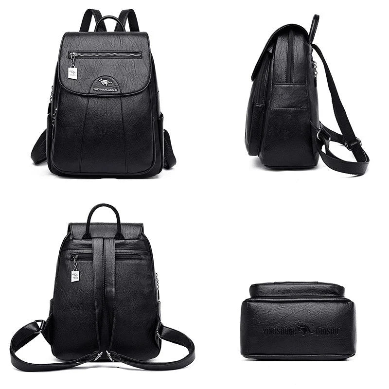 Women's Anti-Theft Faux Leather Backpack – Large Capacity Backpack – Charlotte