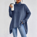 Women's Oversized High Neck Sweater – Relaxed Winter Knit Sweater