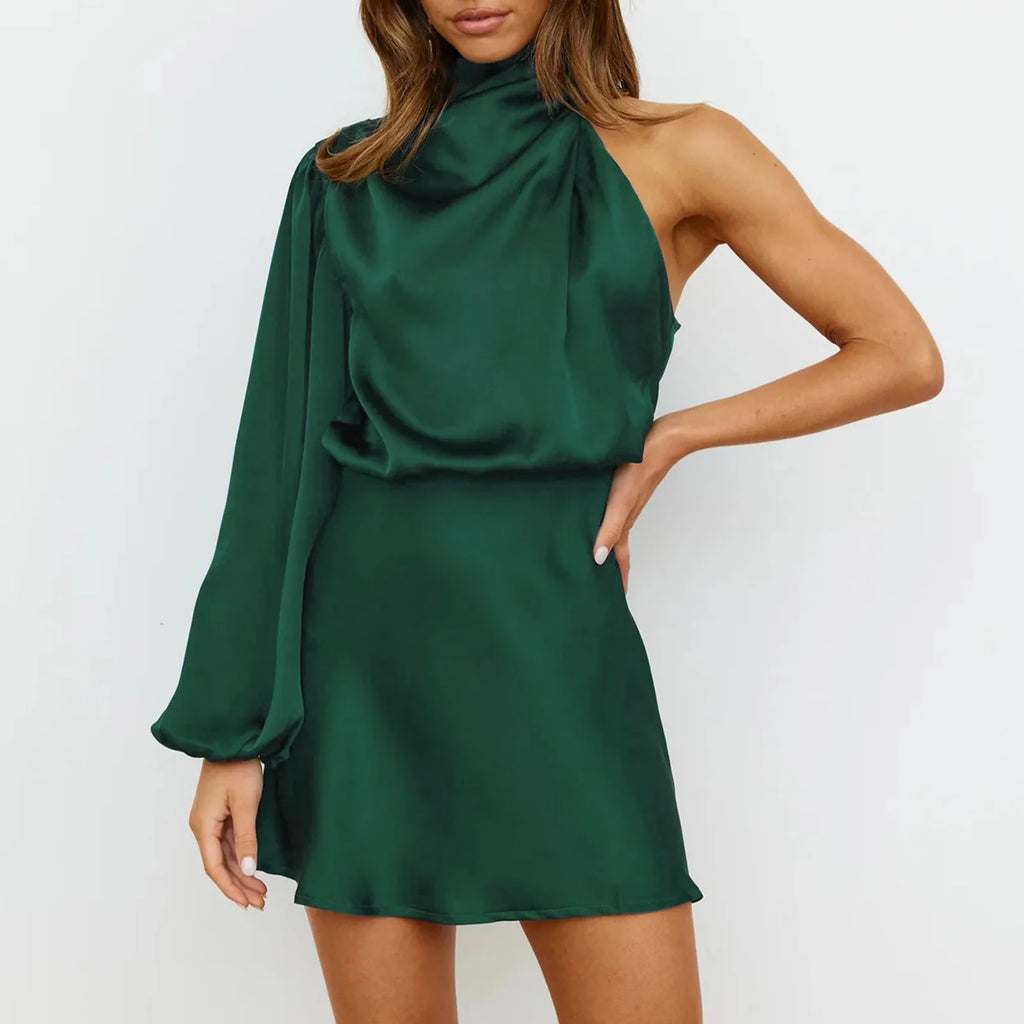 Women's Satin Maxi Dress – Halter Neck Evening Dress – Sofia