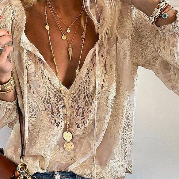Women's Lace Blouse – Bow Detail Blouse – Rosalie