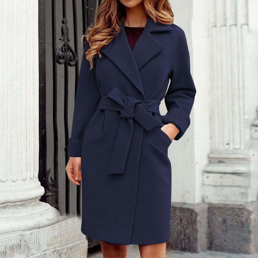 Women's Long Trench Coat – Button Front Winter Overcoat