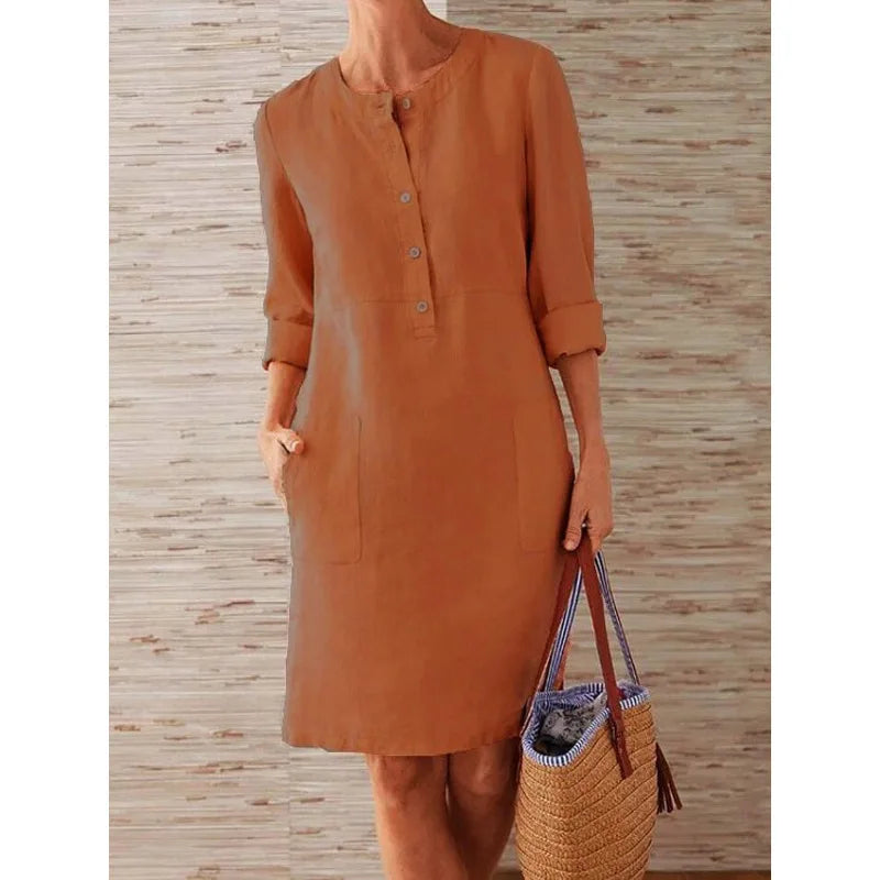 Women's Vintage Tunic Dress – Relaxed Printed Day Dress