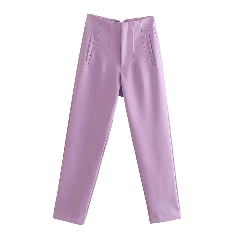 Women's Wrinkle Resistant Trousers – Tailored Straight Leg Dress Pants