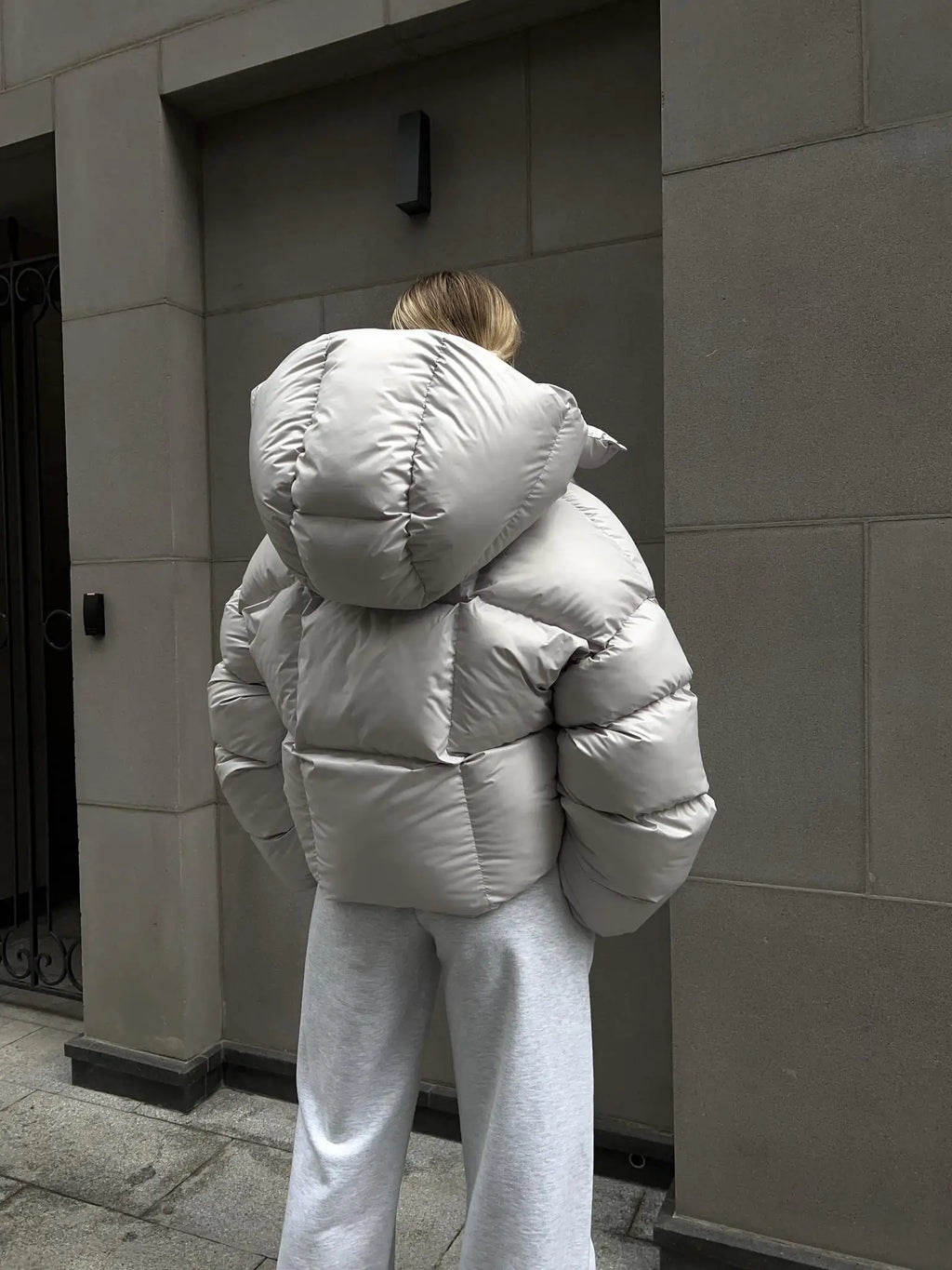 Women's Shiny Puffer Jacket – Oversized High Collar Winter Jacket
