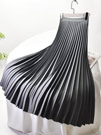 Women's High Waist Pleated Skirt – A-Line Midi Skirt