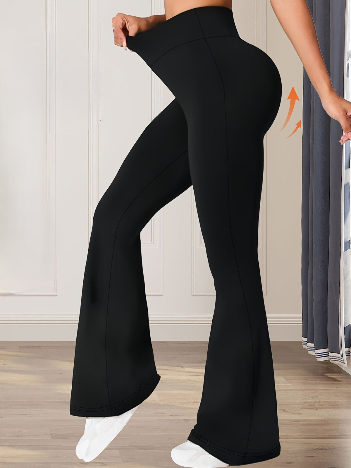 Women's Fitted Flared Pants – Stretch Casual Everyday Trousers