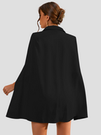 Women's Cape Blazer Dress – Belted Gold Button Formal Dress