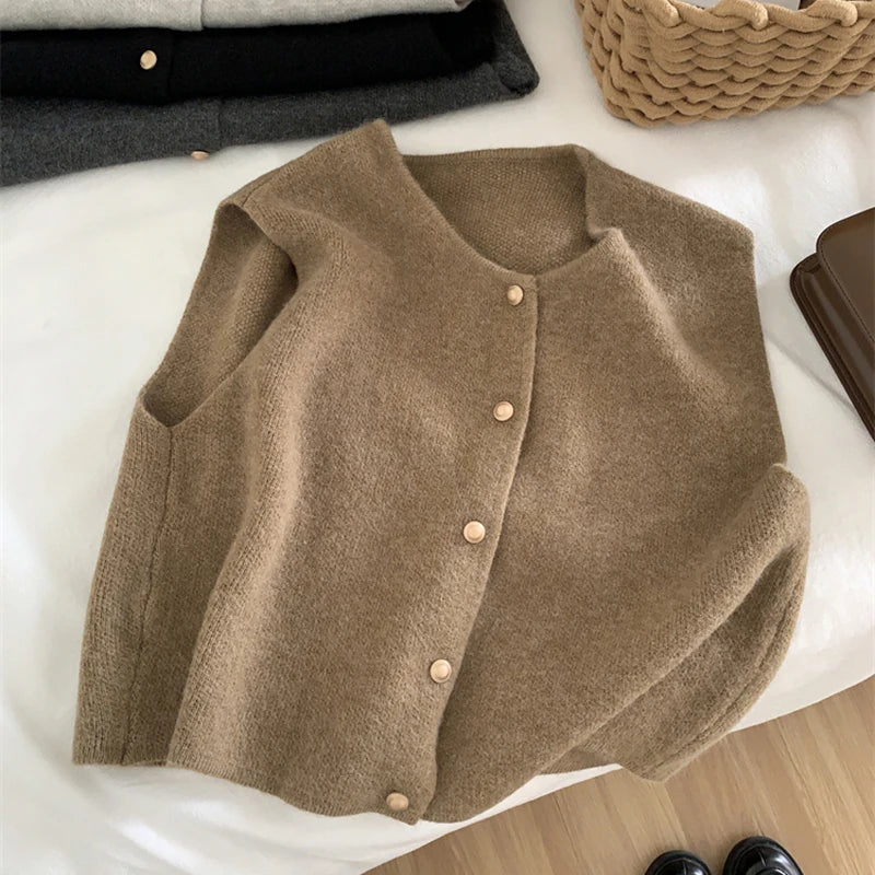 Women's Button Front Sweater Vest – Sleeveless Layering Knit Vest