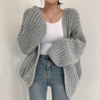 Women's Chunky Knit Cardigan – Relaxed Open Front Cardigan