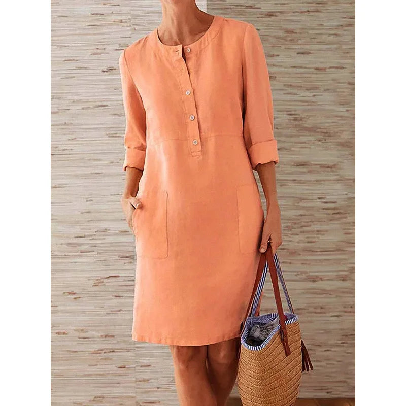Women's Vintage Tunic Dress – Relaxed Printed Day Dress