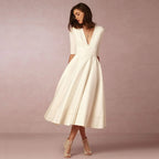 Women's Wedding Guest A-Line Midi Dress – Flowy Formal Occasion Dress