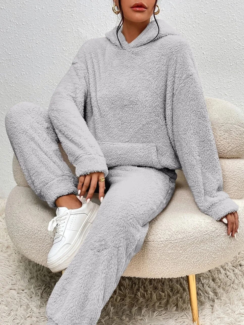 Women's Hooded Teddy Set – Plush Fleece Lounge Suit