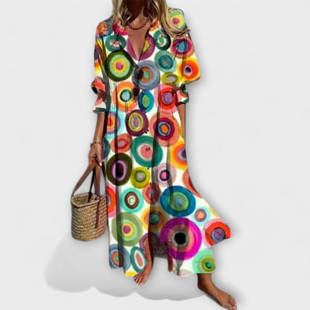 Women's Floral Maxi Dress – Relaxed Flowy Summer Dress