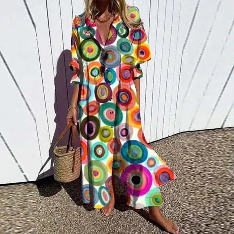 Women's Floral Print Maxi Dress – Pocket Flowy Summer Dress