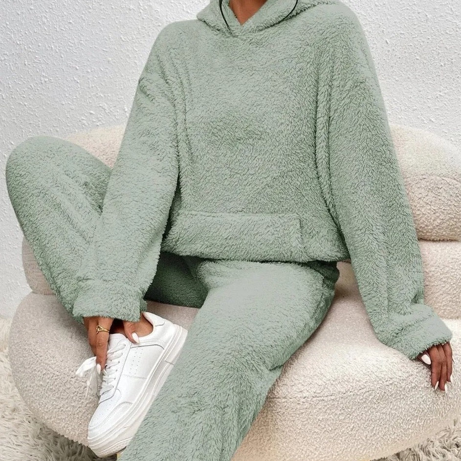 Women's Hooded Teddy Set – Plush Fleece Lounge Suit