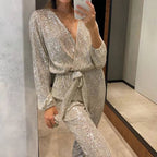Women's Sparkly Glitter Jumpsuit – Formal Evening Occasion Jumpsuit