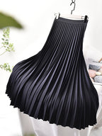 Women's High Waist Pleated Skirt – A-Line Midi Skirt