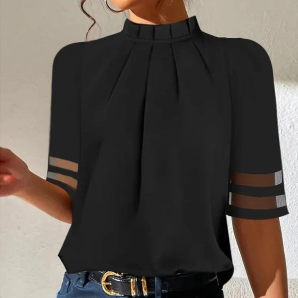 Women's Off-Shoulder Blouse – Relaxed Long Sleeve Statement Blouse
