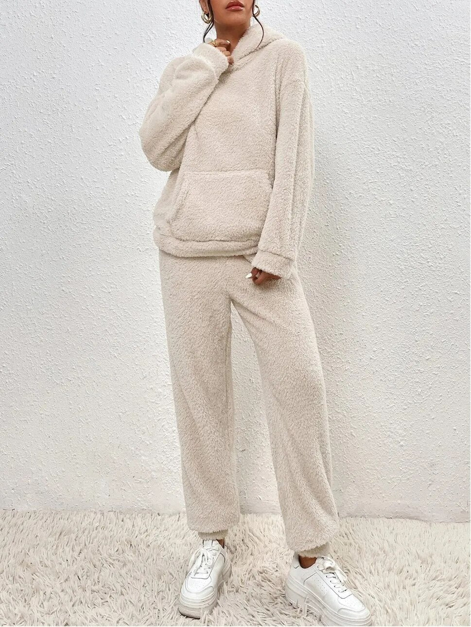 Women's Hooded Teddy Set – Plush Fleece Lounge Suit