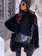 Women's Faux Fur Jacket – Plush Oversized Collar Winter Coat