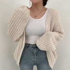 Women's Chunky Knit Cardigan – Relaxed Open Front Cardigan