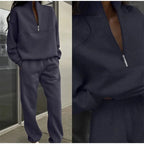 Women's High Waist Lounge Set – Relaxed Top & Wide Leg Pants Set
