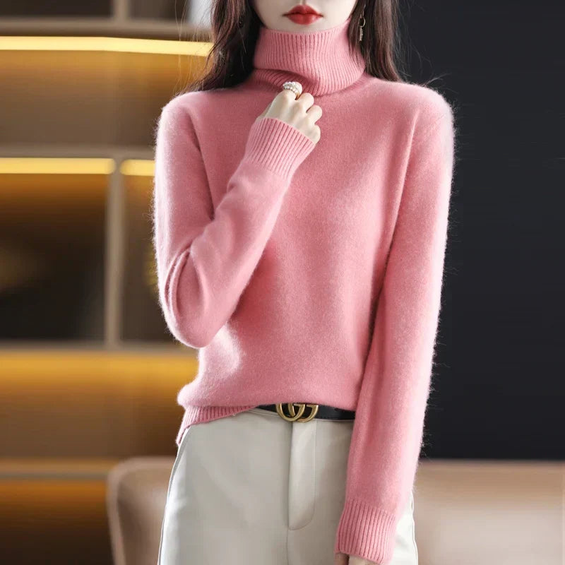 Women's Winter Turtleneck Sweater – Classic High Neck Knit Pullover