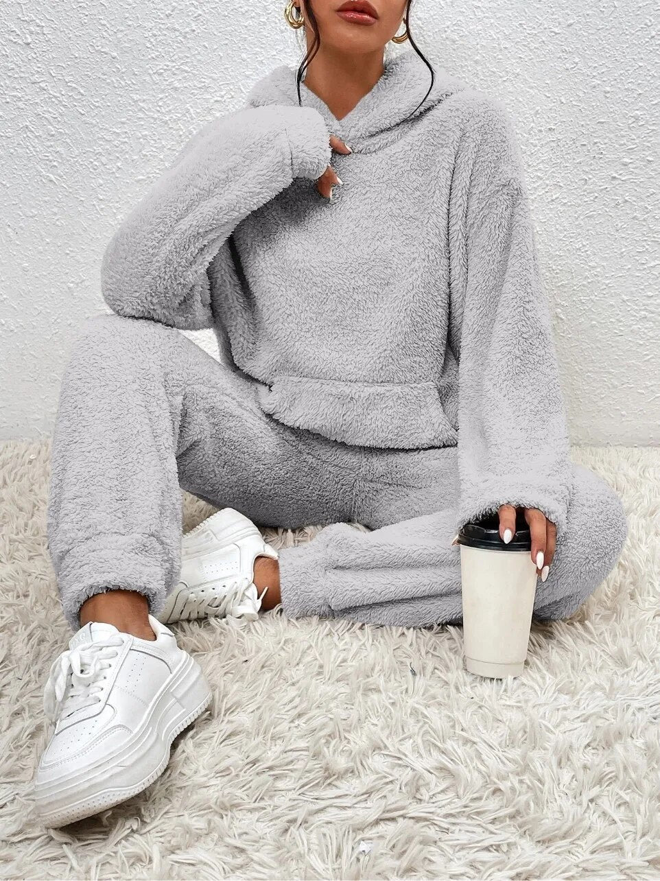 Women's Hooded Teddy Set – Plush Fleece Lounge Suit