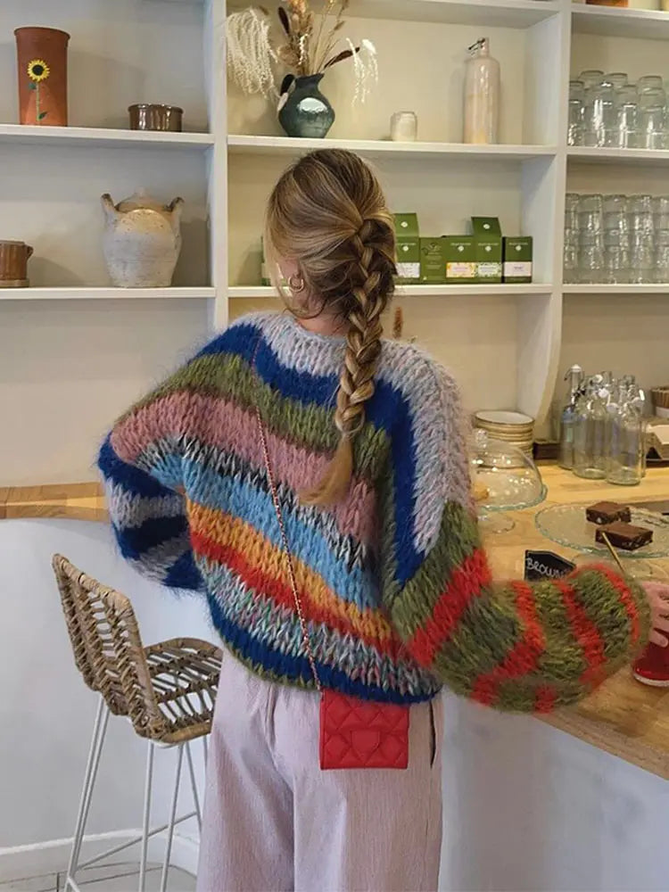 Women's Multicolor Knit Sweater – Pattern Knit Sweater – Zoe