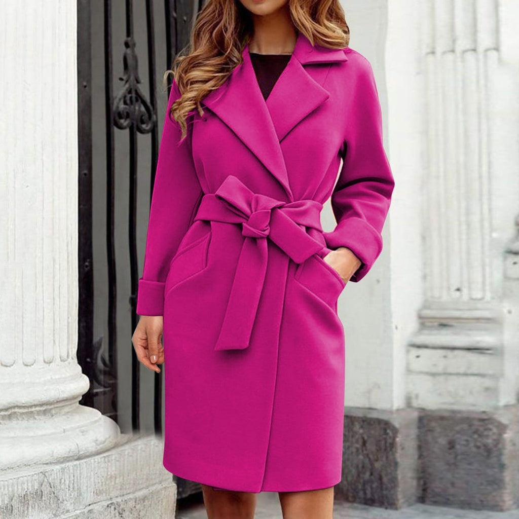 Women's Long Trench Coat – Button Front Winter Overcoat
