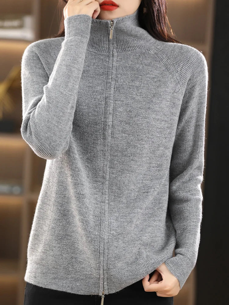 Women's Zip-Up Cardigan – Double Zip Knit Cardigan
