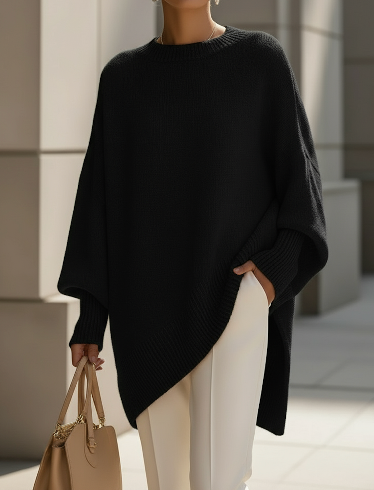 Women's Oversized Knit Sweater – Relaxed Long Sleeve Pullover