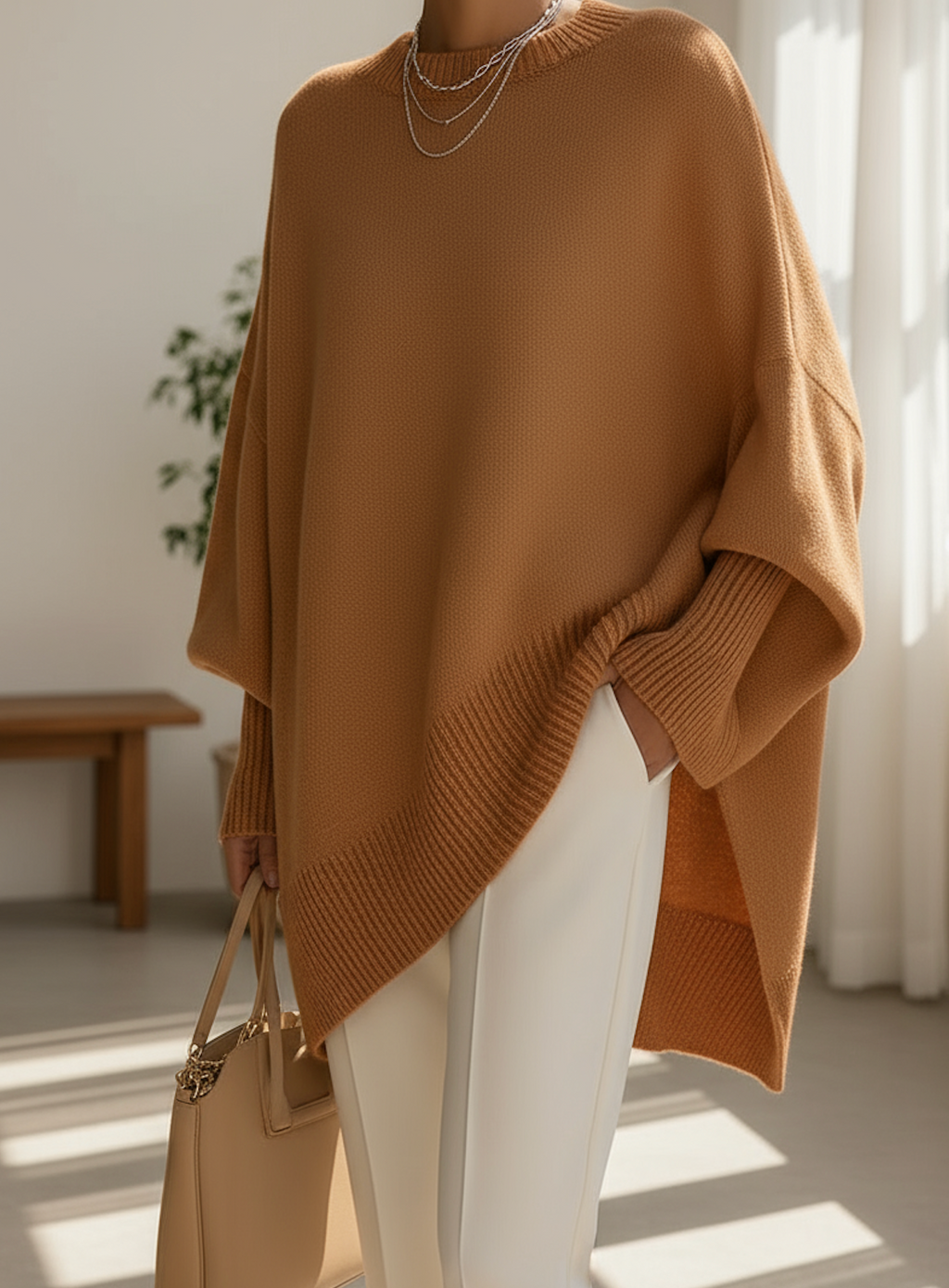 Women's Oversized Knit Sweater – Relaxed Long Sleeve Pullover