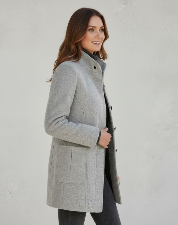 Women's Tailored Winter Coat – Classic Button Front Long Coat