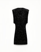 Women's Sequin Mini Dress – Statement Shoulder Sparkle Party Dress