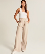 Women's Tailored Wide Leg Trousers – High Waist Dress Pants