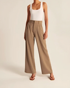 Women's Tailored Wide Leg Trousers – High Waist Dress Pants