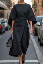 Women's Office Midi Dress – Belted Casual Dress