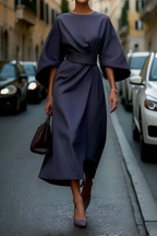 Women's Office Midi Dress – Belted Casual Dress