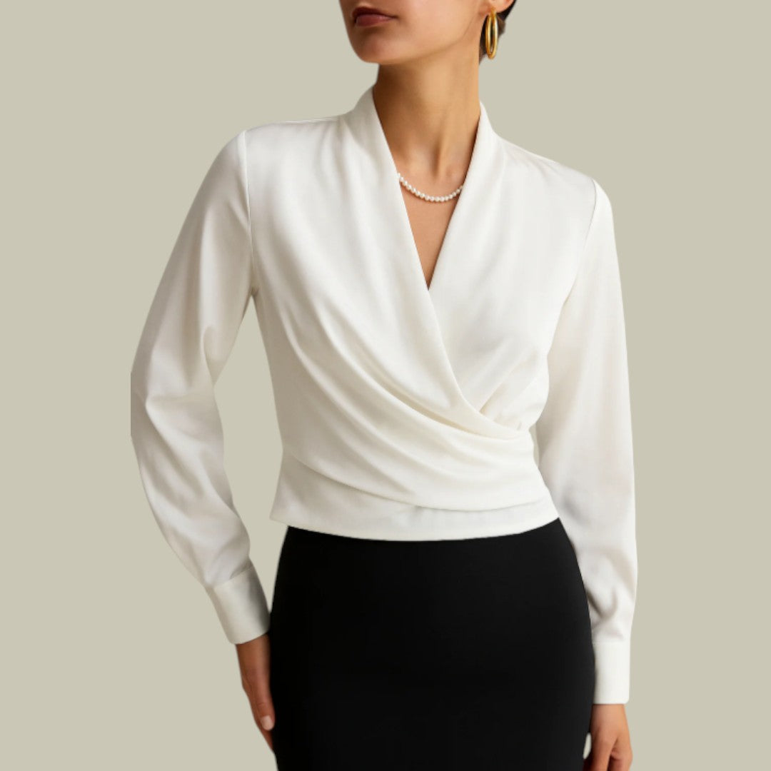 Women's Wrap Blouse with Tie Waist and Flattering Fit