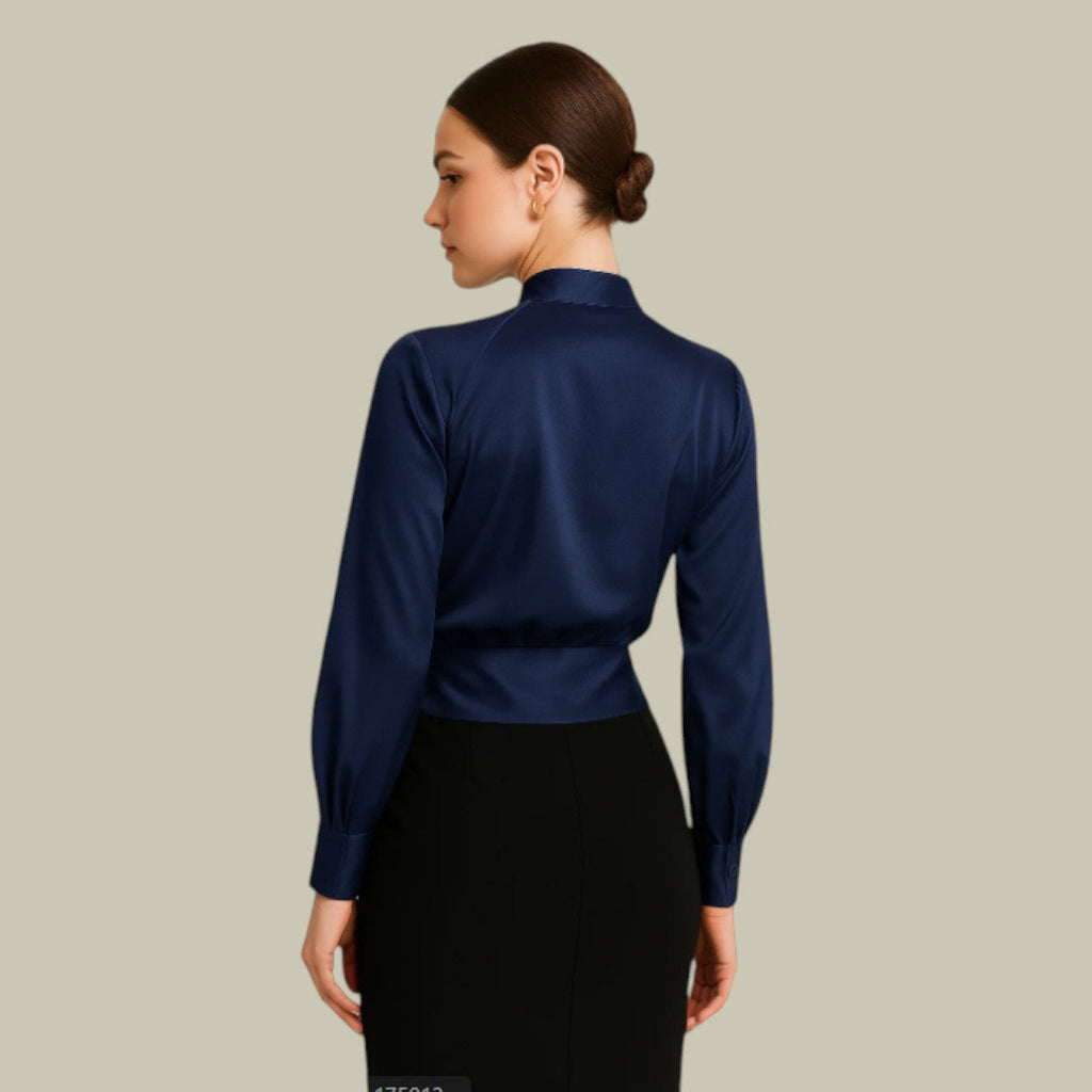 Women's Wrap Blouse with Tie Waist and Flattering Fit