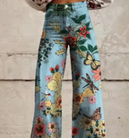 Women's Printed Wide Leg Summer Pants – Colourful Relaxed Casual Trousers