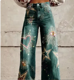 Women's Printed Wide Leg Summer Pants – Colourful Relaxed Casual Trousers