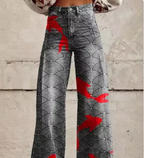Women's Printed Wide Leg Summer Pants – Colourful Relaxed Casual Trousers