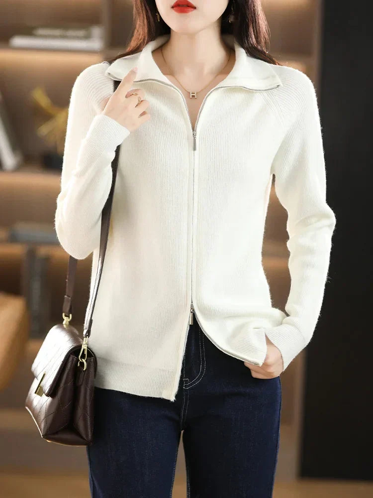 Women's Zip-Up Cardigan – Double Zip Knit Cardigan