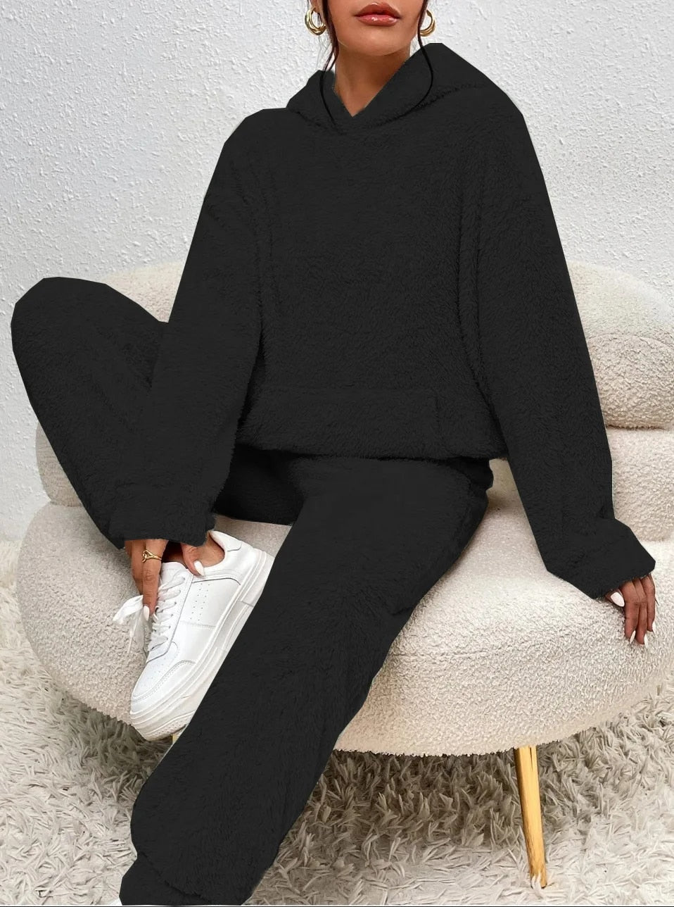 Women's Hooded Teddy Set – Plush Fleece Lounge Suit