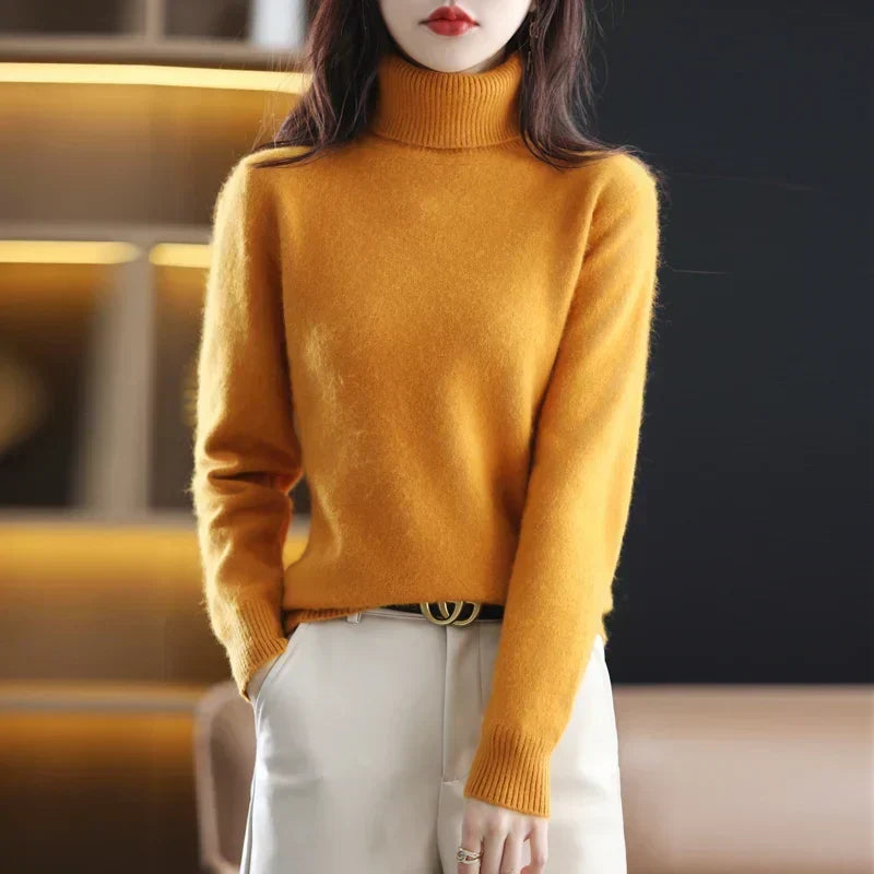 Women's Winter Turtleneck Sweater – Classic High Neck Knit Pullover