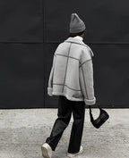 Women's Oversized Winter Jacket – Collared Pocket Cold Weather Coat