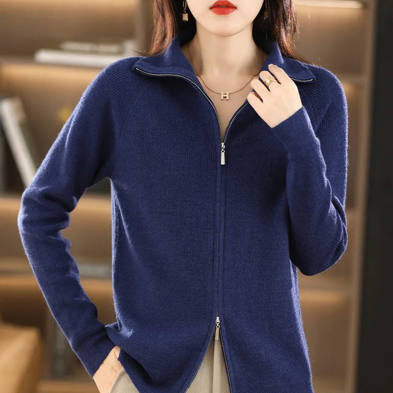 Women's Zip-Up Cardigan – Double Zip Knit Cardigan