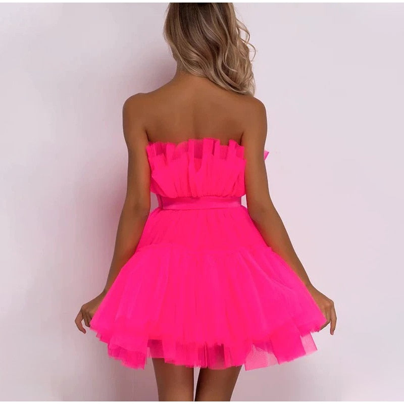 Women's Layered Tulle Party Dress – Festive Evening Occasion Dress